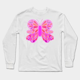 Multicolored pink and orange butterfly Long Sleeve T-Shirt